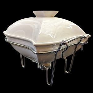 Godinger Silver Art Covered Porcelain Baker with Warmer Stand